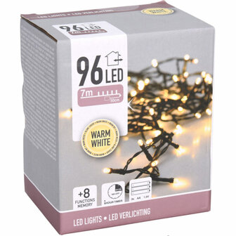 LED-verlichting 96 LED&#039;s - warm wit - op batterij - met timer en geheugen